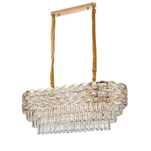 Konrad 80'lik Sıralı Gold Kristalli Avize