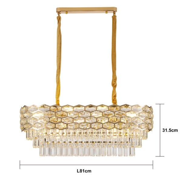 Konrad 80'lik Sıralı Gold Kristalli Avize