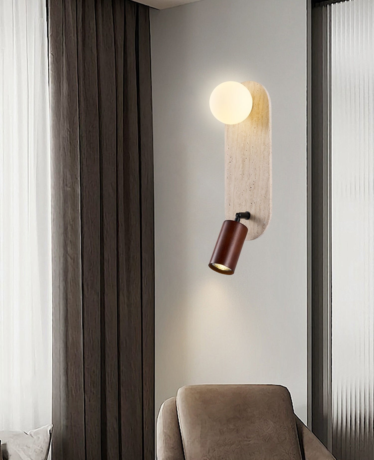 Drew Silindir Traverten Mermer Desenli Spotlu Aplik