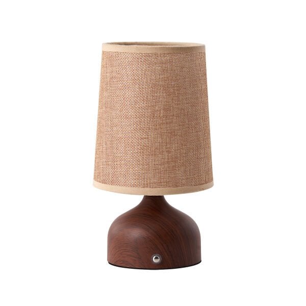 Maite Ahşap Detaylı Pilli Kablosuz Dokunmatik Şarjlı Led Mantar Abajur Masa Lambası