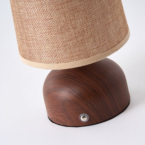 Maite Ahşap Detaylı Pilli Kablosuz Dokunmatik Şarjlı Led Mantar Abajur Masa Lambası