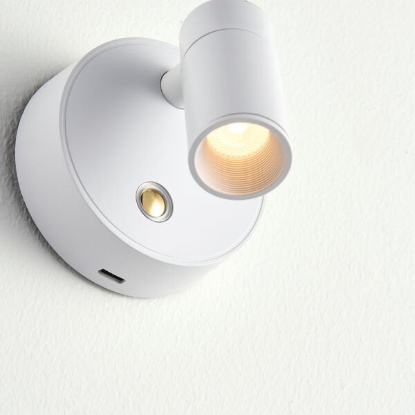 Opra Beyaz Kablosuz Şarjlı Dokunmatik Pilli Led Duvar Lambası, Yatak Başı Aplik