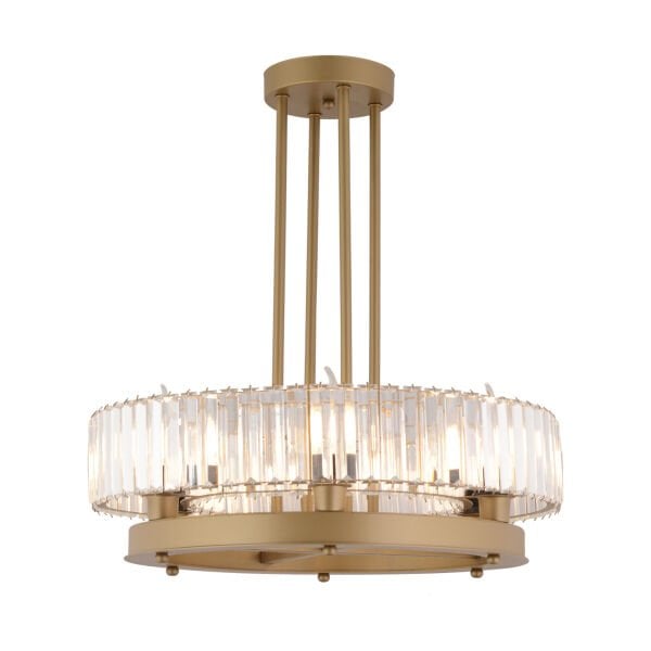 Azalea 6lı Eskitme Kristalli Taşlı Modern Tasarım Kristal Büyük Salon Avize