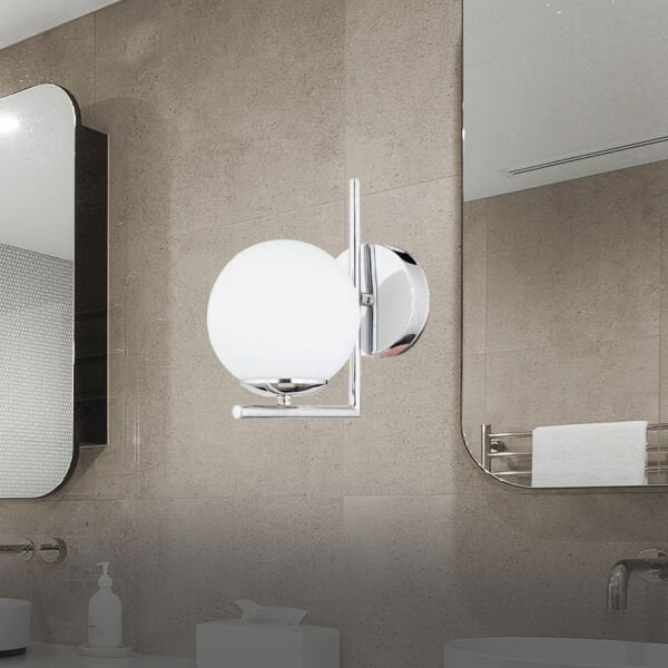Sara Krom Kaplama Duvar Lambası Yatak Odası-Yatak Başı-Banyo İçin Modern Aplik