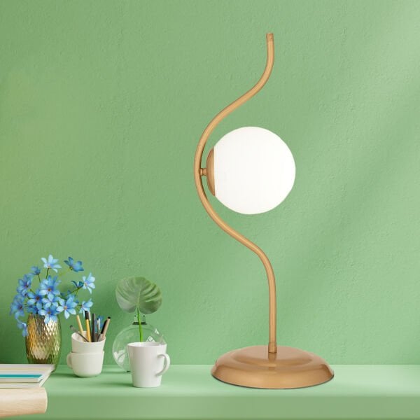 Zeyna Eskitme Boyalı Beyaz camlı Modern Tasarım Salon-Oturma Odası-Yatak Odası Abajur