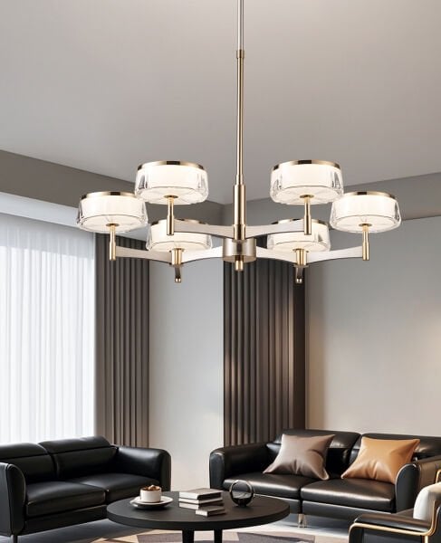 Grayson Krom 6'lı 72 Watt Yuvarlak 3 Renkli Led  Salon Avize