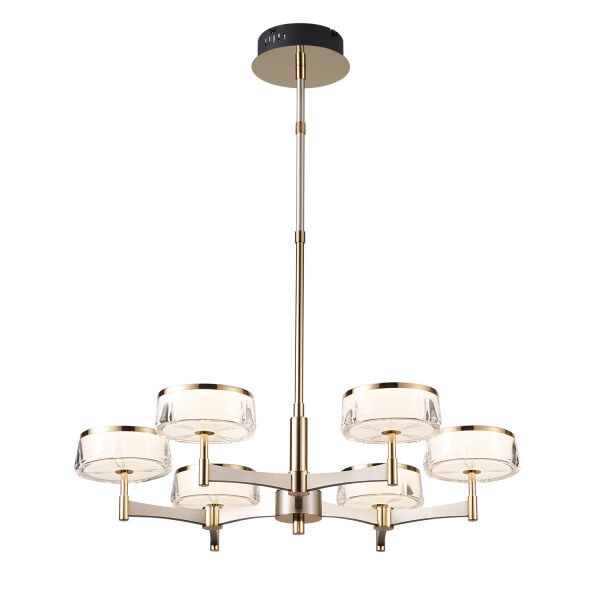 Grayson Krom 6'lı 72 Watt Yuvarlak 3 Renkli Led  Salon Avize
