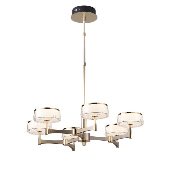 Grayson Krom 6'lı 72 Watt Yuvarlak 3 Renkli Led  Salon Avize