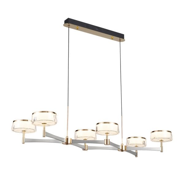 Grayson Krom 6'lı 72 Watt Sıralı 3 Renkli Led  Salon Avize