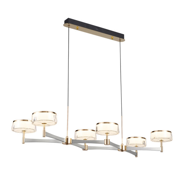 Grayson Krom 6'lı 72 Watt Sıralı 3 Renkli Led  Salon Avize