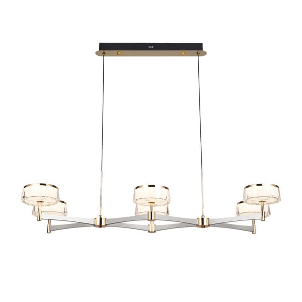 Grayson Krom 6'lı 72 Watt Sıralı 3 Renkli Led  Salon Avize