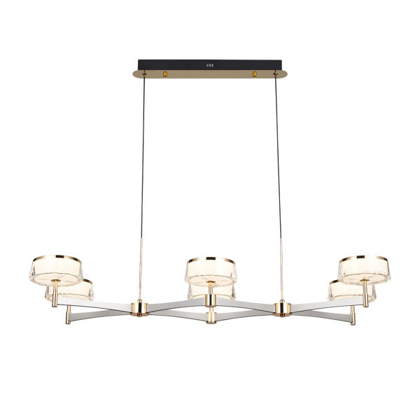 Grayson Krom 6'lı 72 Watt Sıralı 3 Renkli Led  Salon Avize