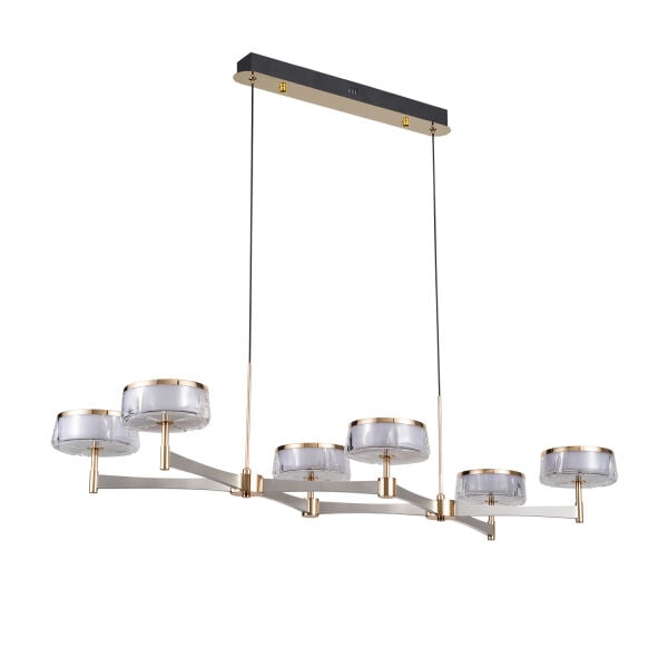 Grayson Krom 6'lı 72 Watt Sıralı 3 Renkli Led  Salon Avize