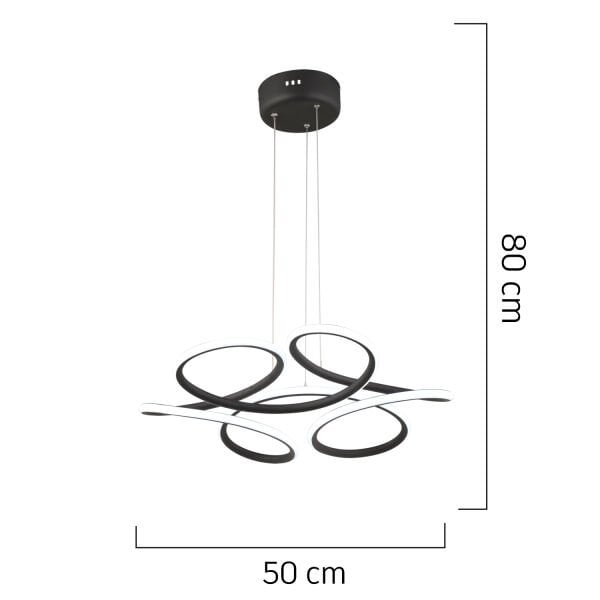 Aldo Siyah Sarkıt 140 Watt Sarkıt 3 Renkli Ledli Modern Mutfak Banyo Led Salon Sarkıt Avize
