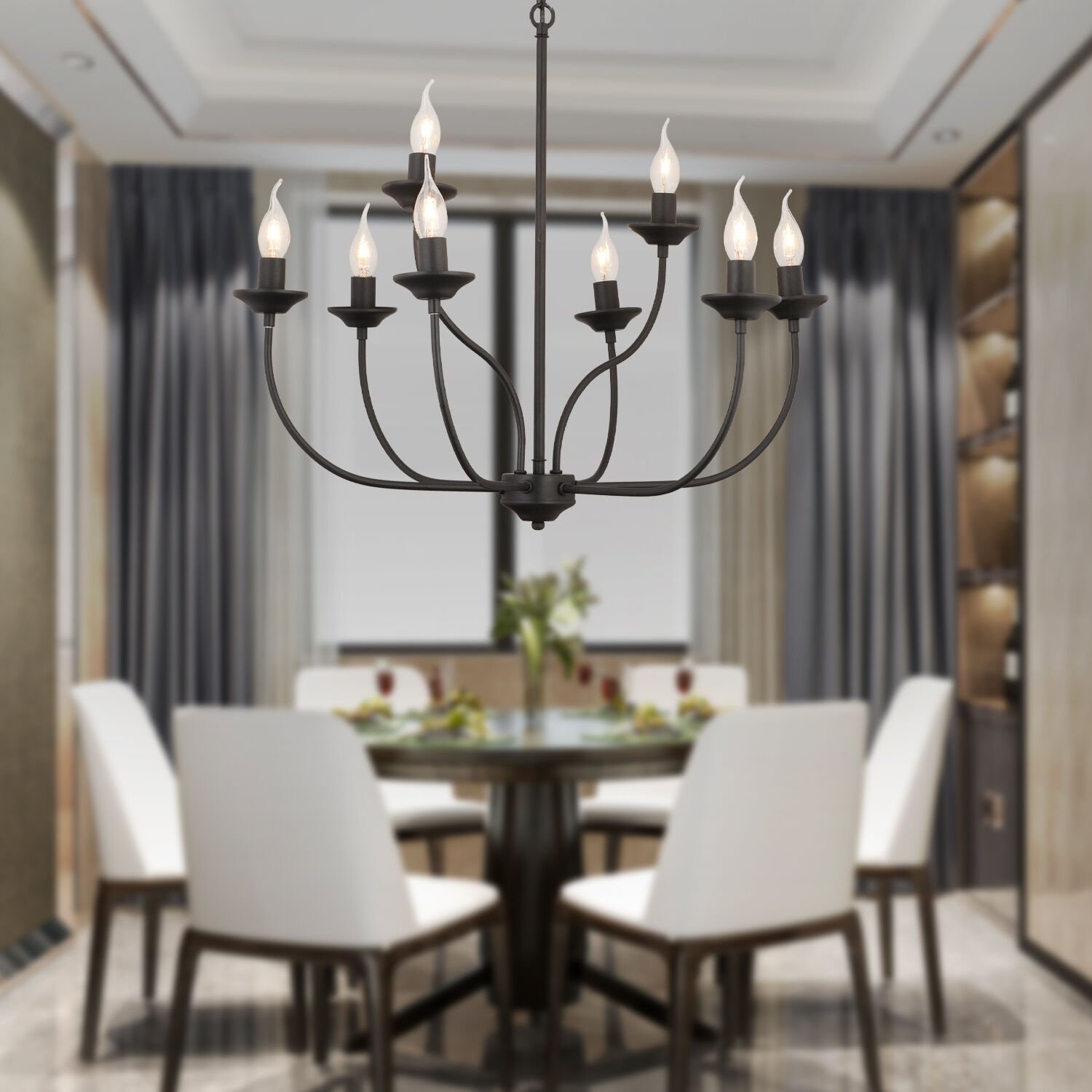 Ariane 8Li Siyah Modern Yatak odası Retro Büyük Salon Avize