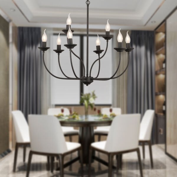 Ariane 8Li Siyah Modern Yatak odası Retro Büyük Salon Avize