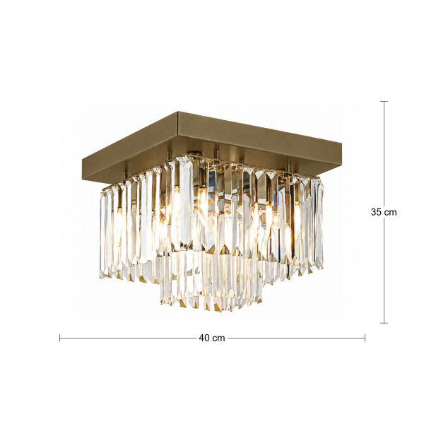 Nilüfer 2 Katlı Küçük Eskitme Kare Kristalli Taşlı Modern Tasarım Kristal Salon Avize