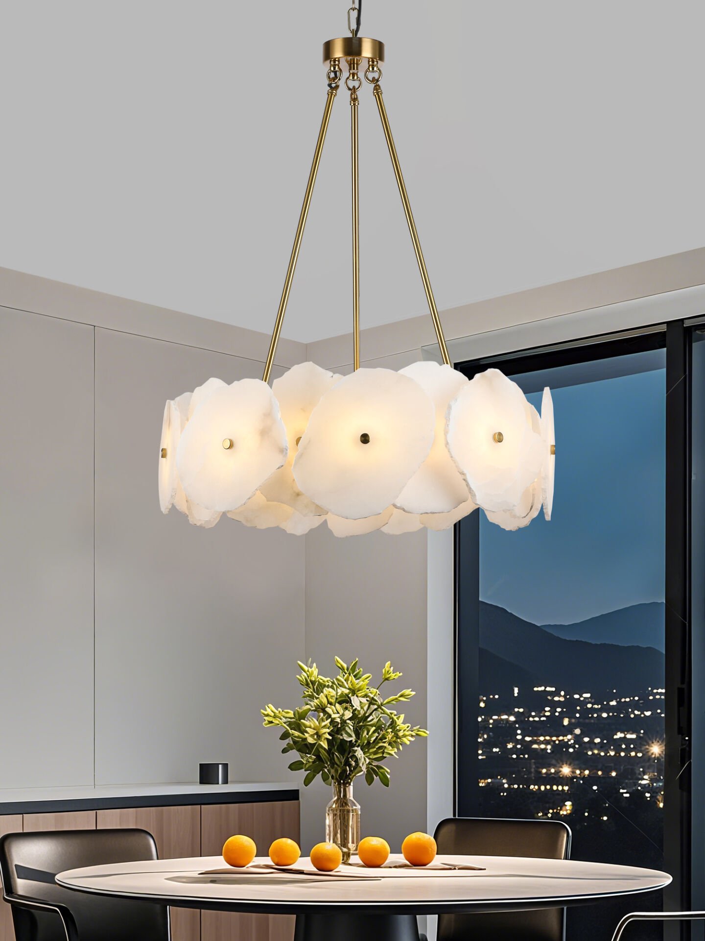 Harlow 60'lık Gold Mermer Taşlı Traverten Model Ledli Avize