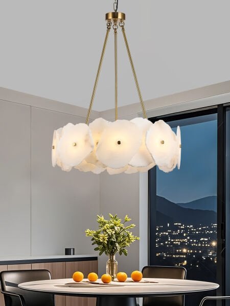 Harlow 60'lık Gold Mermer Taşlı Traverten Model Ledli Avize