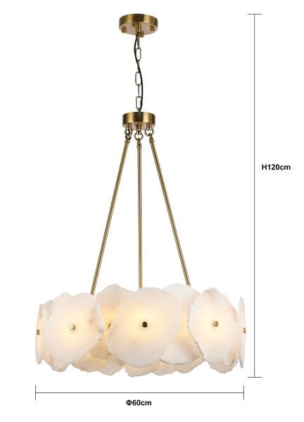 Harlow 60'lık Gold Mermer Taşlı Traverten Model Ledli Avize